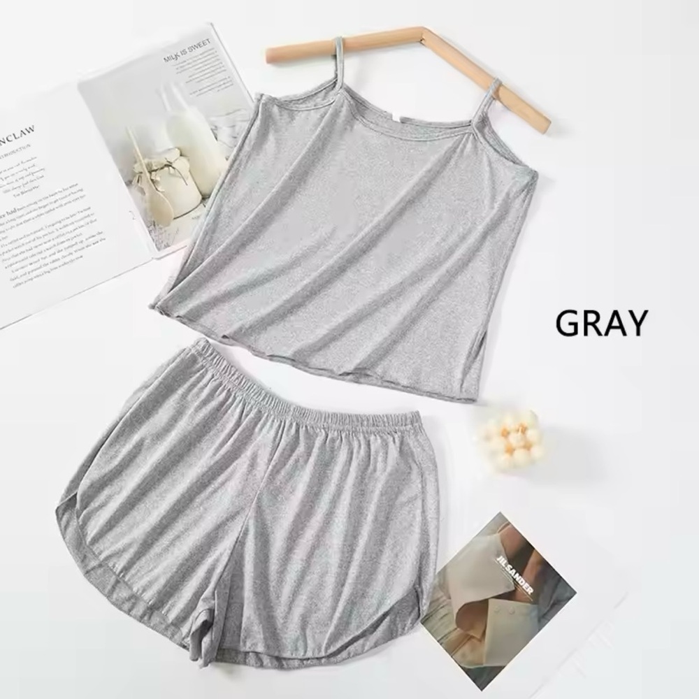 100% cotton 2pc set: shorts + sleeveless top Home wear Pajama Mujer Strap Active - Picture 9 of 10